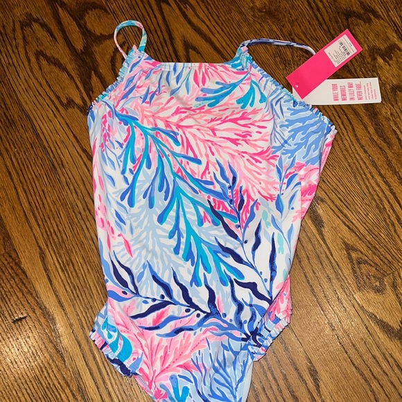 Lilly Pulitzer Kids UPF 50 Juliet Swimsuit Kaleidoscope coral NWT sizes 10&14 - Picture 11 of 12